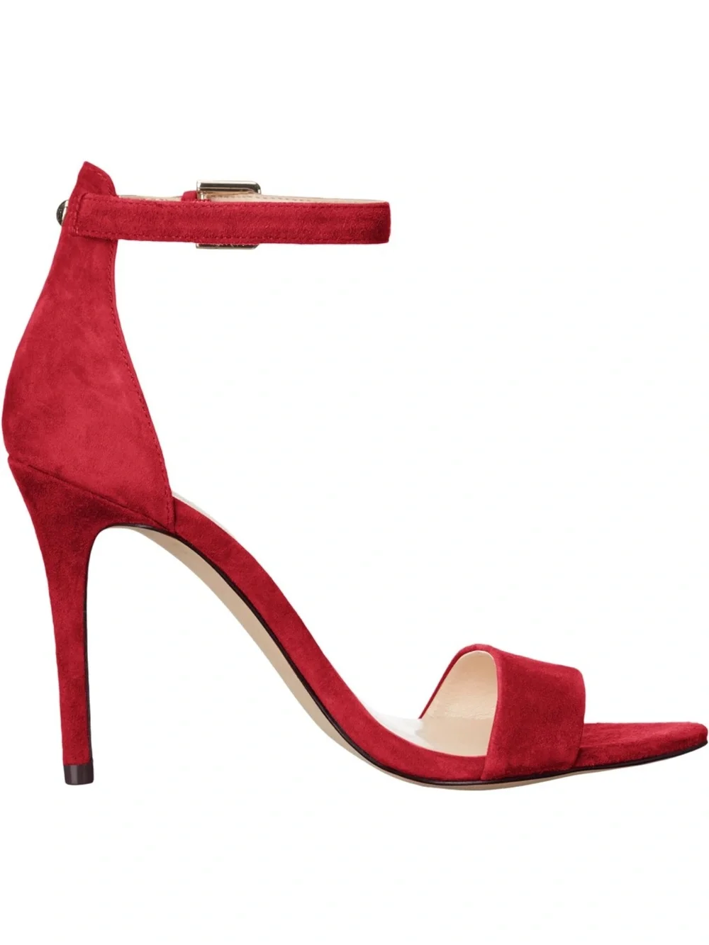 Nine West Mana Red Suede Ankle Strap Stiletto Heels 8.5